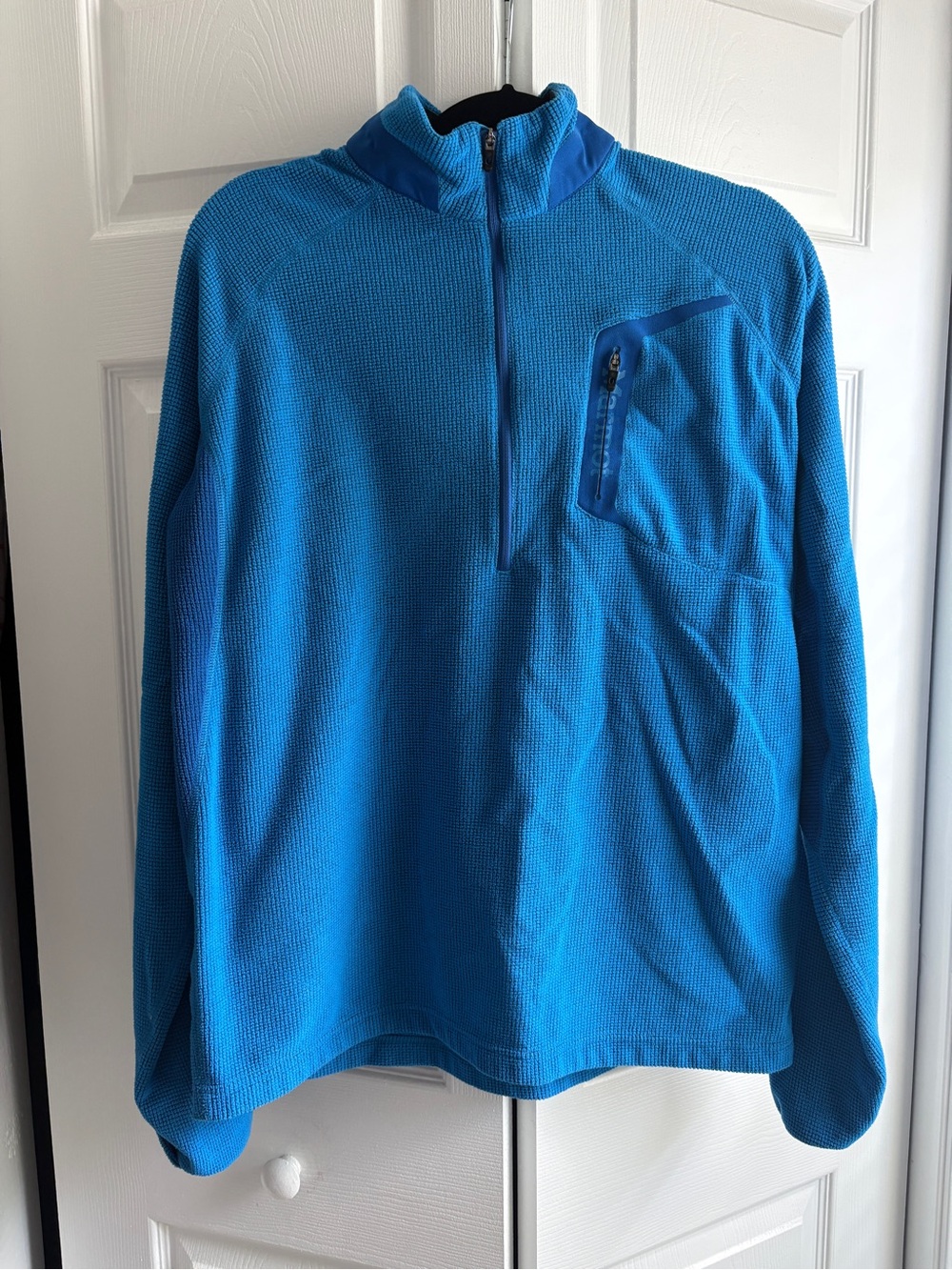 Marmot Men’s Large Blue 1/3 Zip Waffle Knit Pullover Jacket